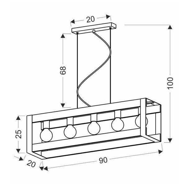 Črna viseča svetilka 20x90 cm Varna - Candellux Lighting-image-2