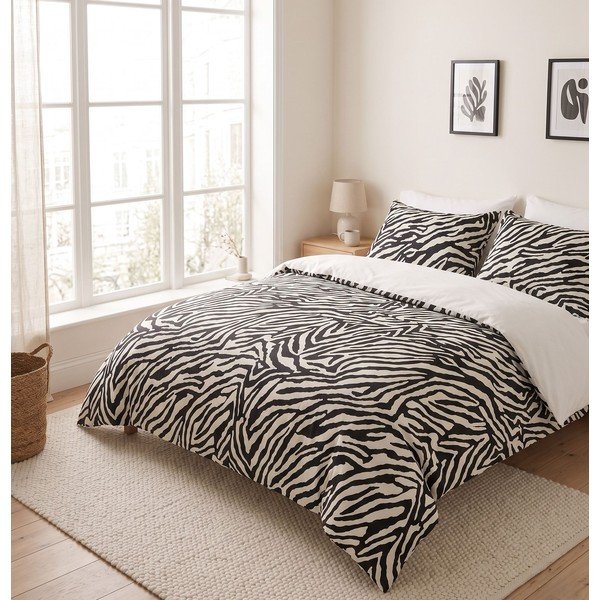 Črna enojna posteljnina 200x140 cm Zebra – Mijolnir-image-1