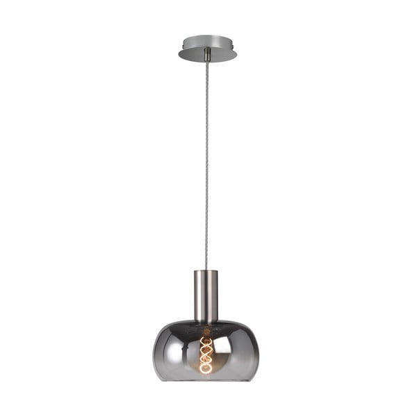 Črna/v srebrni barvi viseča svetilka s steklenim senčilom Brad – Fischer & Honsel