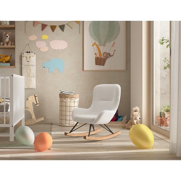 Bel gugalni otroški fotelj iz tkanine bouclé ROCKY – Vipack-image-1