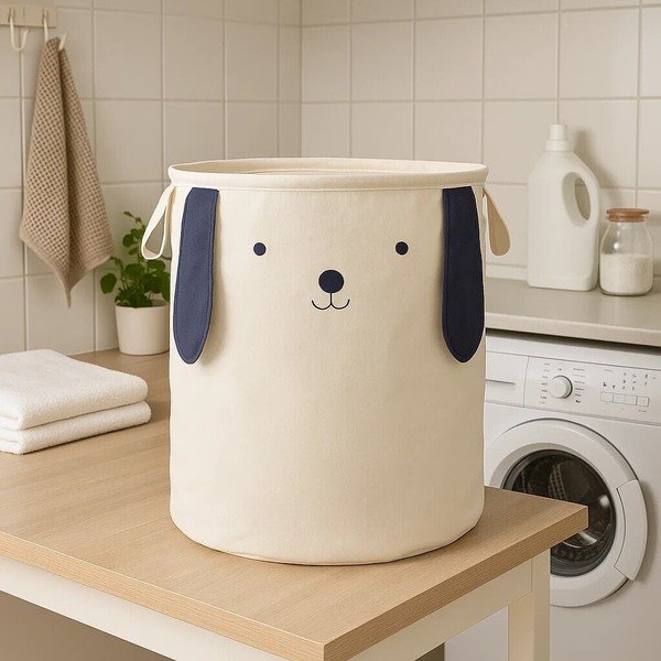 Bela tekstilna otroška škatla za shranjevanje ø 39x48 cm Mimo Dog Face – Premier Housewares-image-1