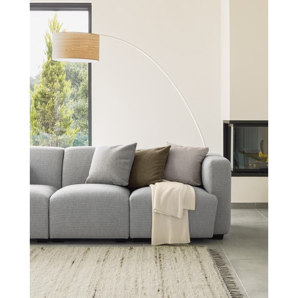 Bela/v naravni barvi stoječa svetilka z lesenim senčilom (višina 210 cm) Juhe Ash – Kave Home-image-2