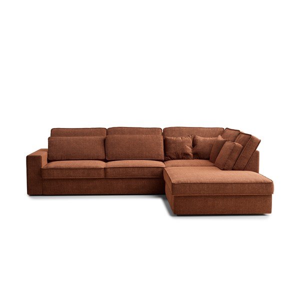 Bakrena kotna sedežna garnitura iz šenilje (desni kot/v obliki črke L) Kirou – Maison de Rêve