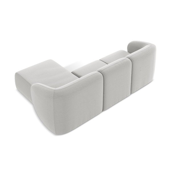 Svetlo siva žametna kotna sedežna garnitura (desni kot/z ležalnikom) Lani – Makamii-image-3