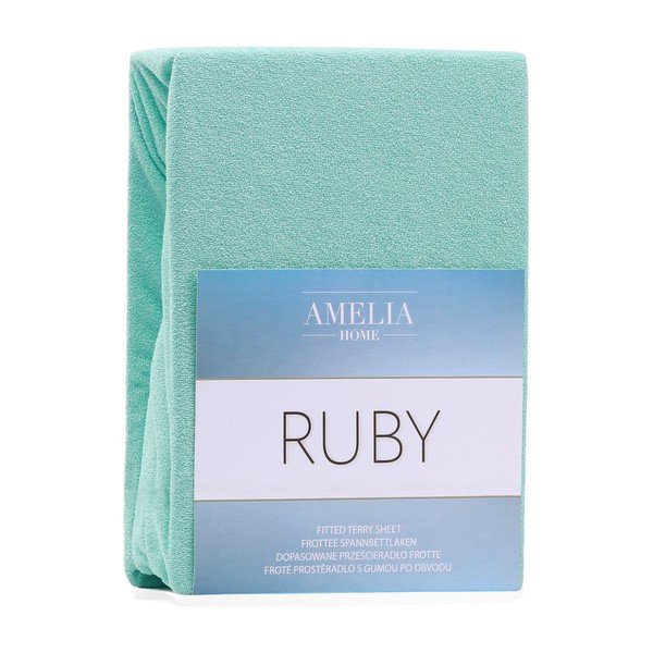 Metino zelena elastična rjuha z visoko vsebnostjo bombaža AmeliaHome Ruby, 120/140 x 200 cm-image-1