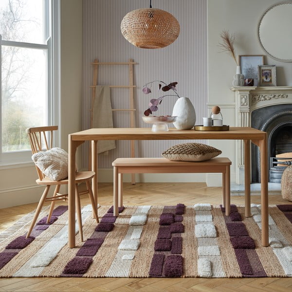 Ročno tkana preproga iz mešanice jute v naravni in vijolični barvi 160x230 cm Medina Blocks – Flair Rugs-image-1