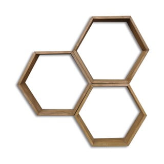 Komplet 3 lesenih stenskih polic Bee