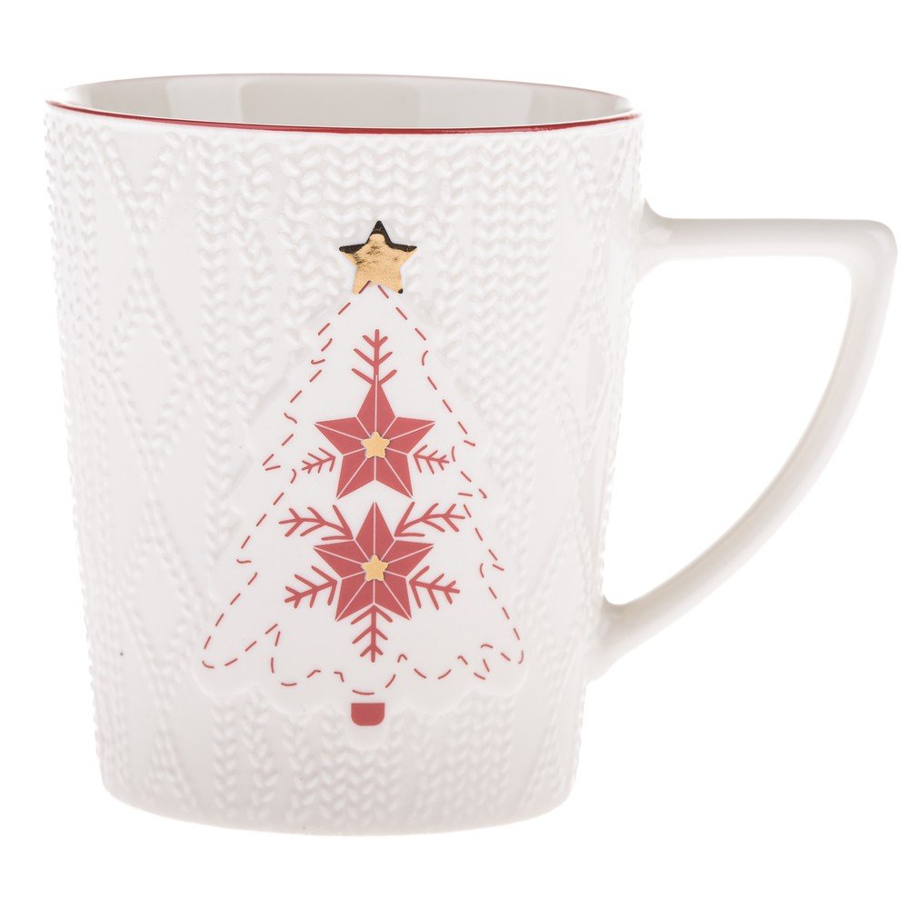 Bela porcelanasta skodelica z božičnim motivom 380 ml