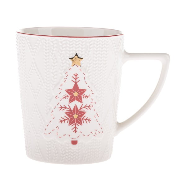 Bela porcelanasta skodelica z božičnim motivom 380 ml Xmas Tree – Dakls