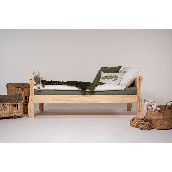 Otroška postelja iz masivnega bora z letvenim dnom 90x200 cm v naravni barvi Roma – Adeko-image-2