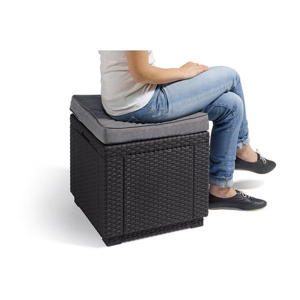 Temno siv vrtni tabure Cube – Keter-image-2