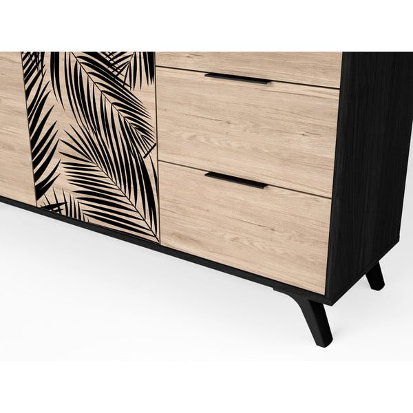 Črna nizka komoda iz hrastovega dekorja 136x81 cm Palmera - Marckeric-image-1