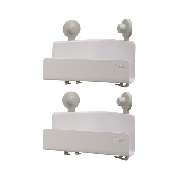 Bele vogalne samonosilne plastične kopalniške police v kompletu 2 kos EasyStore - Joseph Joseph-image-2