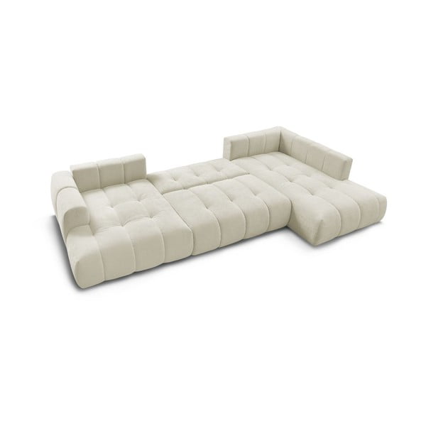 Bež raztegljiva/s prostorom za shranjevanje kotna sedežna garnitura (desni kot/v obliki črke "U") Fuji – Bobochic Paris-image-4