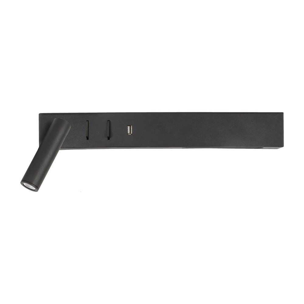 Mat črna kovinska LED stenska svetilka z upogljivo konstrukcijo/z USB priključkom Vida