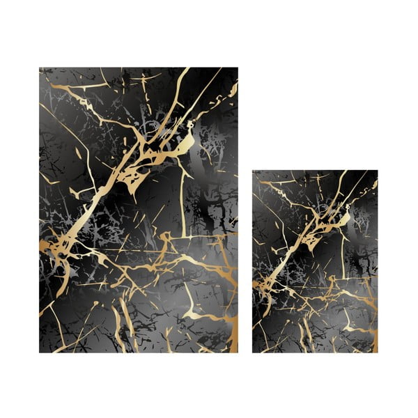 Črne/v zlati barvi kopalniške preproge v kompletu 2 ks 60x100 cm Marble – Mila Home