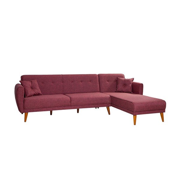 Bordo rdeča raztegljiva kotna sedežna garnitura Aria – Balcab Home-image-1