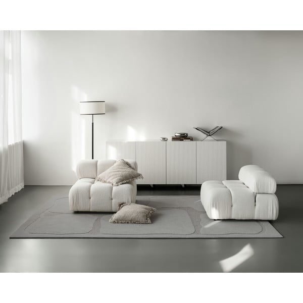 Siva volnena preproga 200x300 cm Morphic Organica – Agnella-image-2