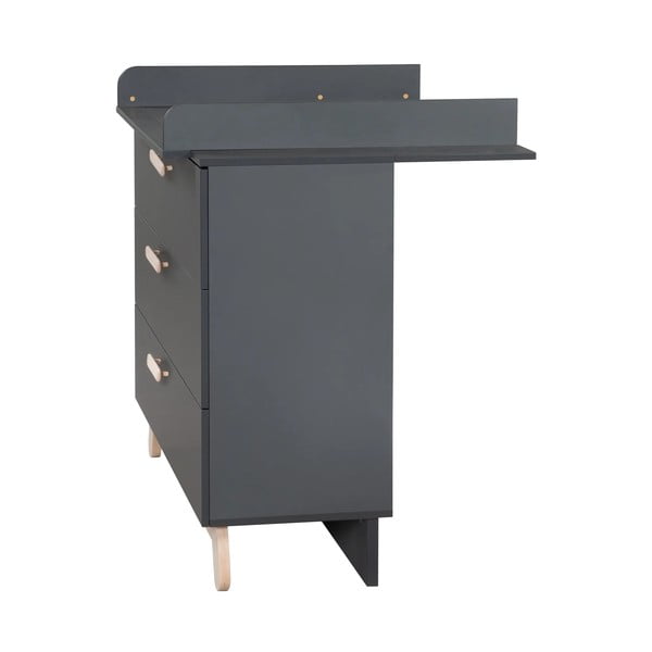 Antracitno siva nizka otroška komoda s previjalnim pultom 117x103 cm Jara – Roba-image-2