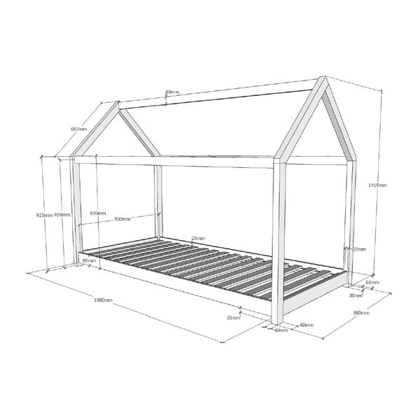 Bela otroška postelja Vipack Cabane, 90 x 200 cm-image-3