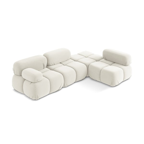 Bela žametna kotna sedežna garnitura (desni kot) Lokua – Makamii-image-2