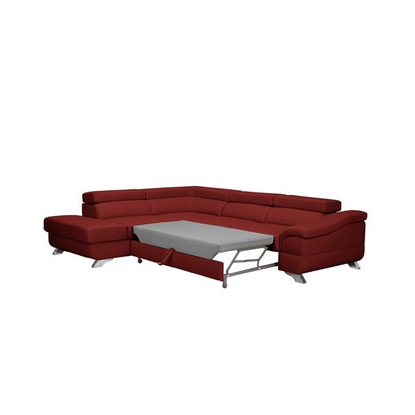 Rdeče usnje Windsor & Co Sofas Gamma raztegljiv kavč, levi kot-image-3