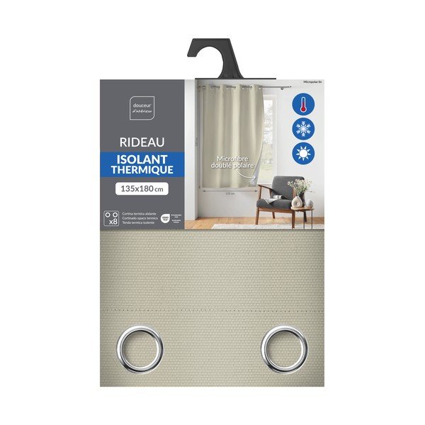 Bež izolacijska/za delno zatemnitev zavesa iz mikrovlaken 135x180 cm Micropolar – douceur d'intérieur-image-3