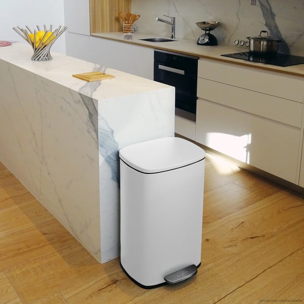 Mat bel jeklen koš za smeti s pedalom 50 l Akira – Spirella-image-1