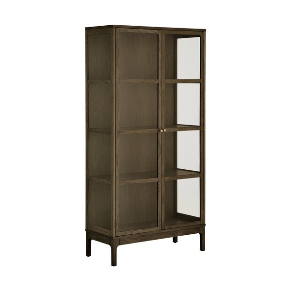 Temno rjava vitrina v hrastovem dekorju 90x180x40 cm Zamora – House Nordic