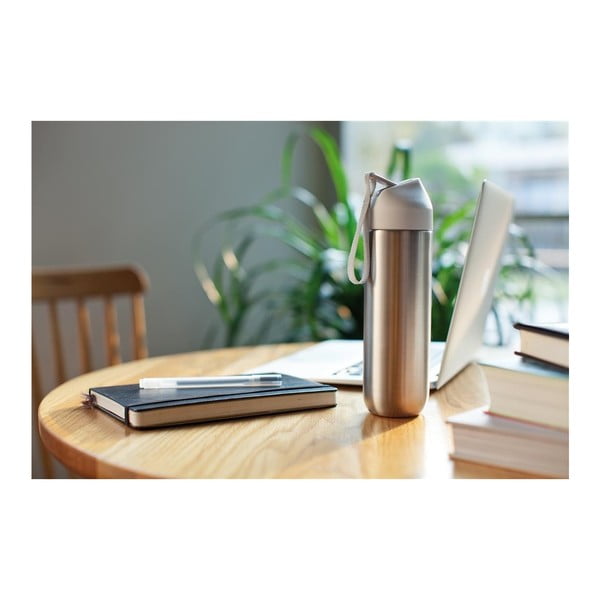 Sivo-bela steklenica za vodo iz nerjavečega jekla XD Design Neva, 500 ml-image-1