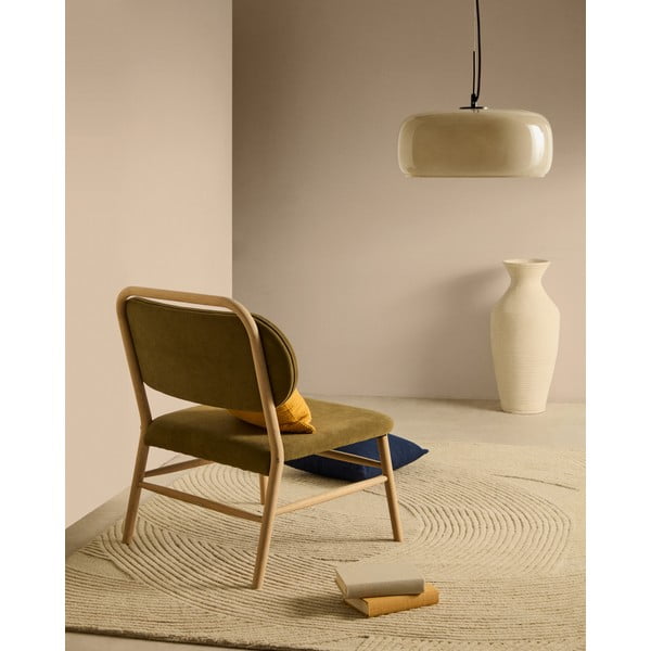 Zelen fotelj iz šenilje Helda – Kave Home-image-1