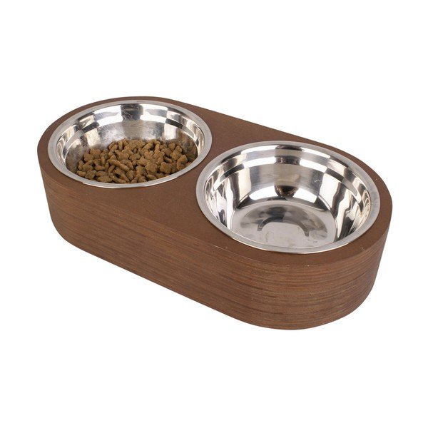 Komplet 2 kovinskih posod v temni lesenem podstavku PT LIVING Pet, širina 18 cm-image-4