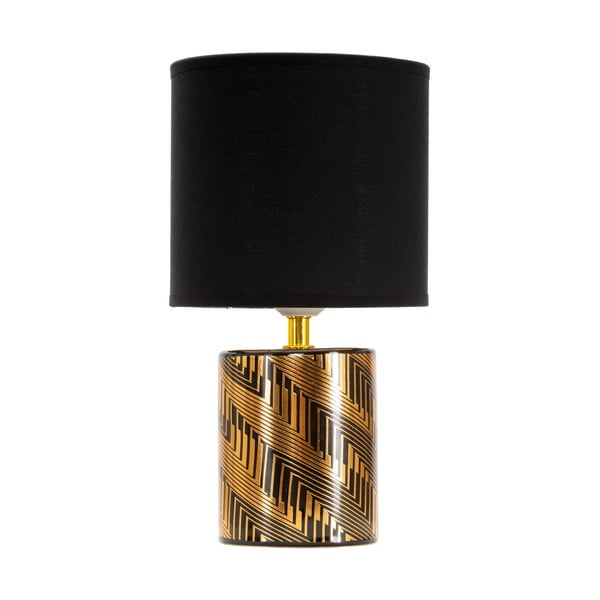 Črna/zlata keramična namizna svetilka s tekstilnim senčnikom (višina 28 cm) Glam Dark – Mauro Ferretti
