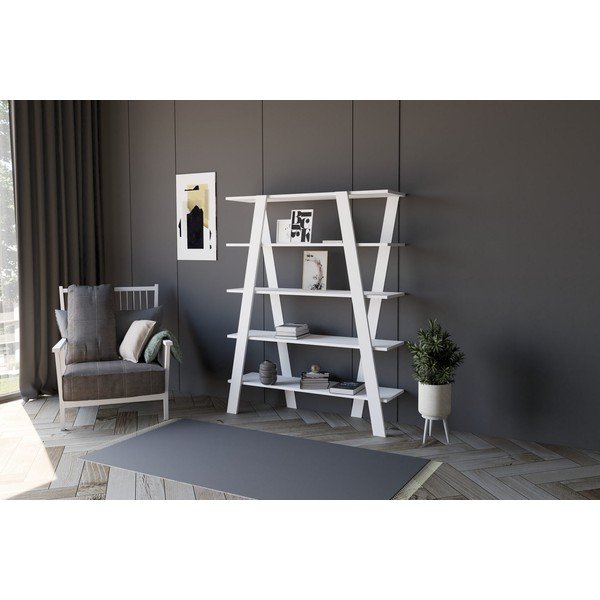 Bela knjižna polica 120x150 cm Conde - Kalune Design-image-1