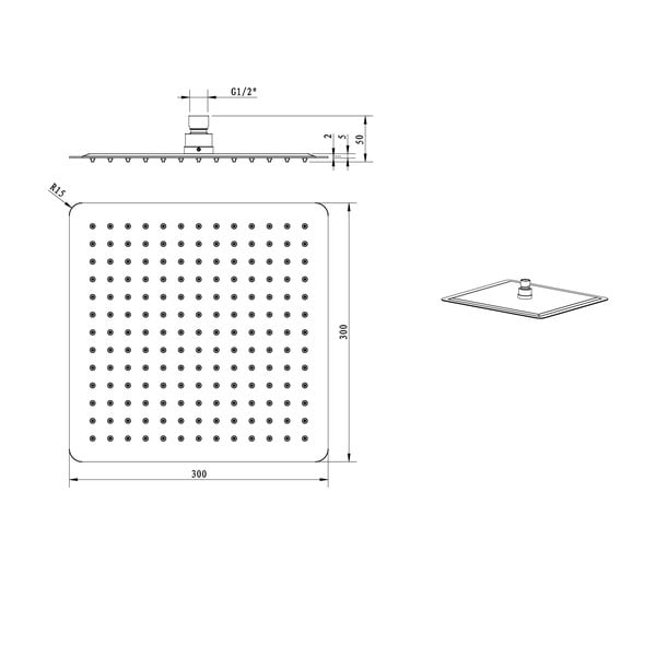 Tuš glava iz nerjavečega jekla v zlati barvi Slim – Sapho-image-3