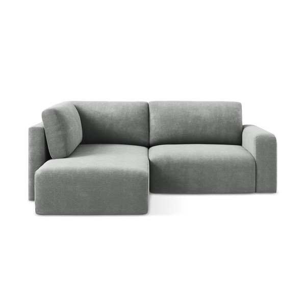 Siva raztegljiva/s prostorom za shranjevanje kotna sedežna garnitura iz šenilje (levi kot/v obliki črke L) Kona – Makamii