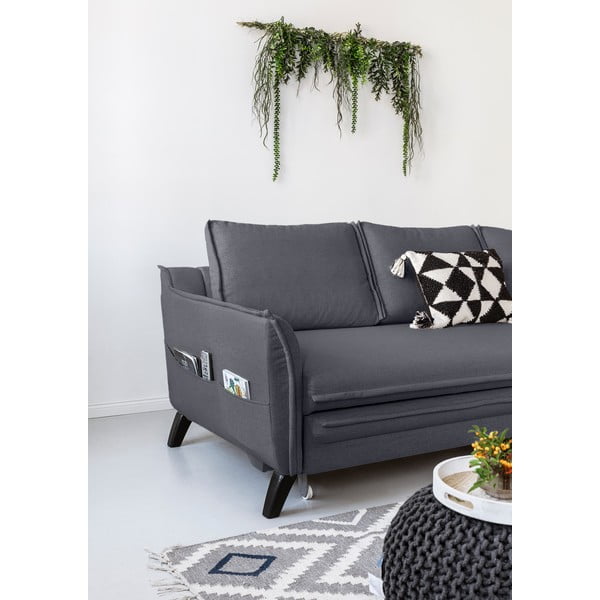 Antracitno siva raztegljiva sedežna garnitura Miuform Charming Charlie, desni kot-image-4