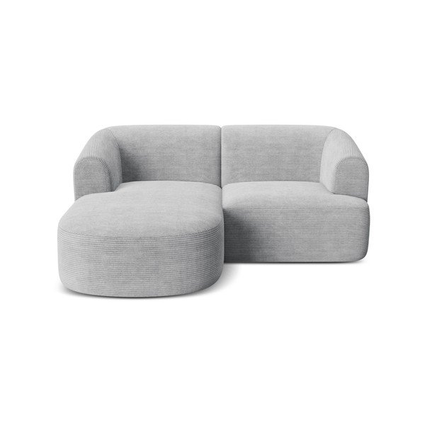 Svetlo siva kotna sedežna garnitura iz rebrastega žameta (levi kot/z ležalnikom) Campi – Cosmopolitan Design-image-2