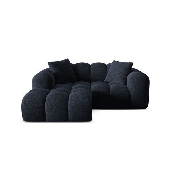 Temno modra kotna sedežna garnitura iz šenilje (levi kot/z ležalnikom) Treno – Cosmopolitan Design