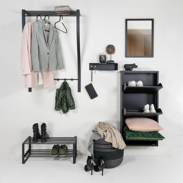 Črn kovinski stenski obešalnik s polico 75 cm Carve – Spinder Design-image-3