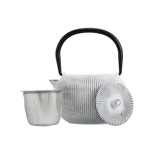Črno-bel čajnik iz litega železa s cedilom 350 ml Sencha – S|P Collection-image-2