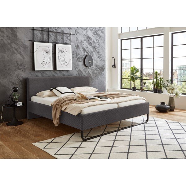 Siva oblazinjena zakonska postelja brez letvenega dna 180x200 cm Swing – Meise Möbel-image-1