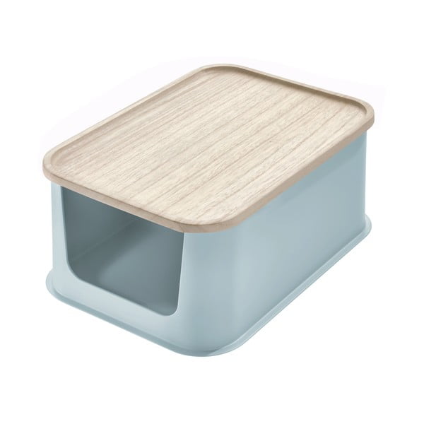 Siva škatla za shranjevanje s pokrovom iz pavlovnije iDesign Eco Open, 21,3 x 30,2 cm