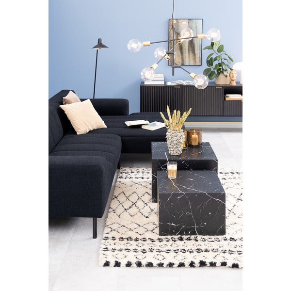 Črne mizice v kompletu 2 ks v marmornem dekorju 58x58 cm Dice – Actona-image-2