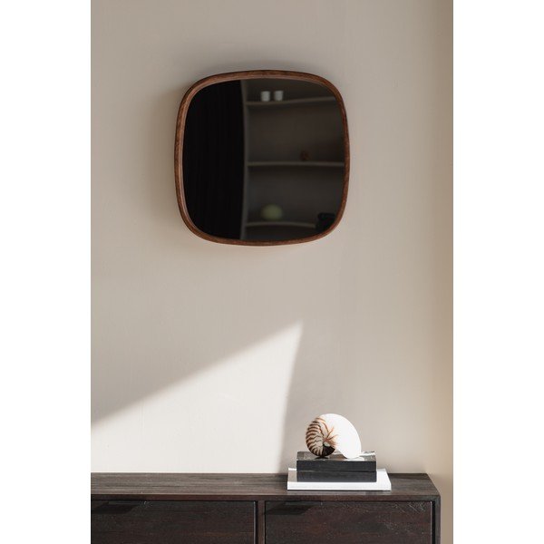 Stensko ogledalo z lesenim okvirjem 50x50 cm Nyko – White Label-image-1