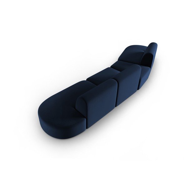 Modra žametna sedežna garnitura levi kot 428 cm Paolo – Milo Casa-image-3