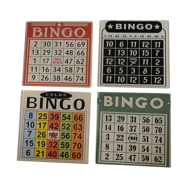 Komplet 4 steklenih podstavkov Antic Line Bingo