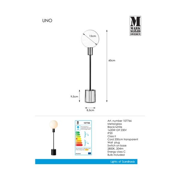 Črna namizna svetilka Markslöjd Uno Table Black-image-2