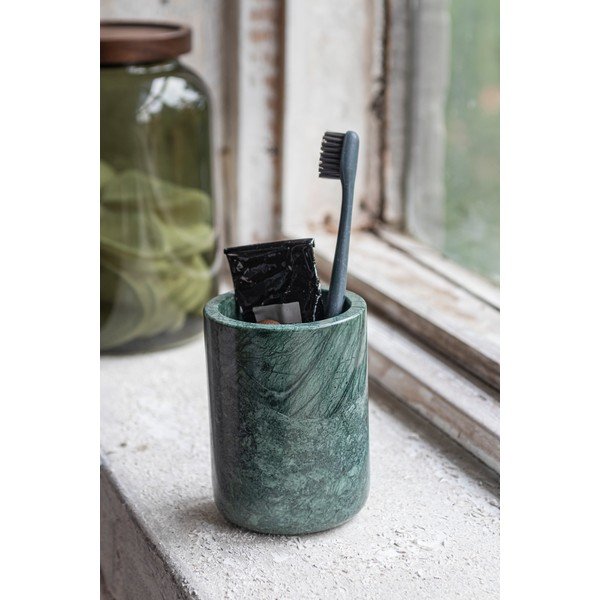 Temno zelen marmorni lonček za zobne ščetke Marble – Mette Ditmer Denmark-image-1