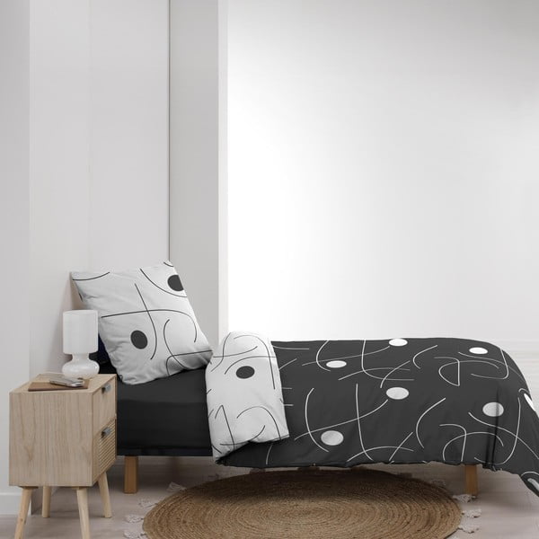 Bela/temno siva enojna posteljnina iz mikrovlaken 140x200 cm Sonate – douceur d'intérieur-image-4